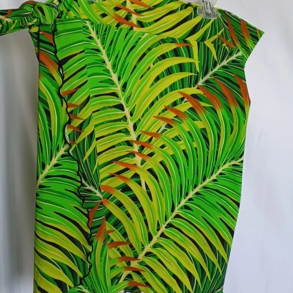 Swim by Chuck Handy Palm Print Swimsuit Sarong Skirt,sz 10